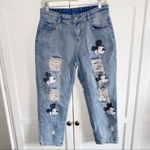 Mickey Mouse Distressed Jeans